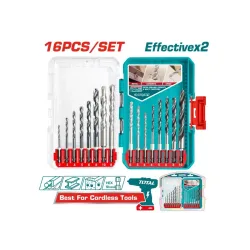 Մետաղի, բետոնի և փայտի հորատիչի գայլիկոնների  հավաքածու, 16 կտոր  TOTAL TACSDL11608